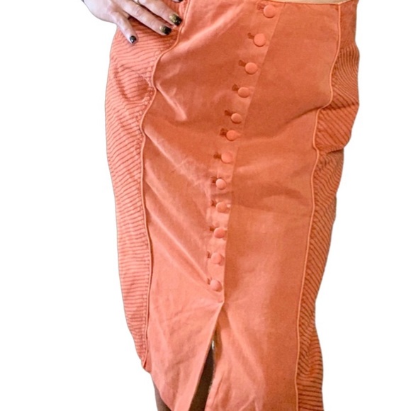Vintage 70s Retro Burnt Orange Pencil Skirt - Picture 3 of 8